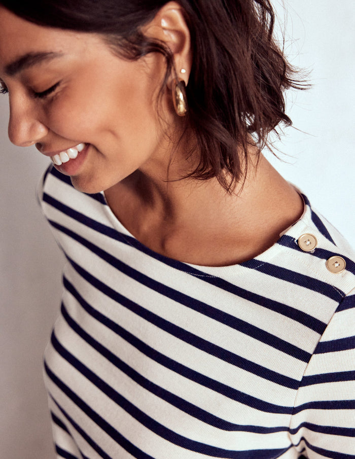 Button Mariner Breton Ivory and Navy Stripe