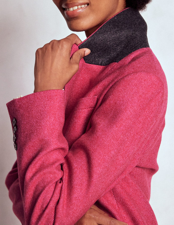 Stamford Wool-Blend Blazer Pink Herringbone