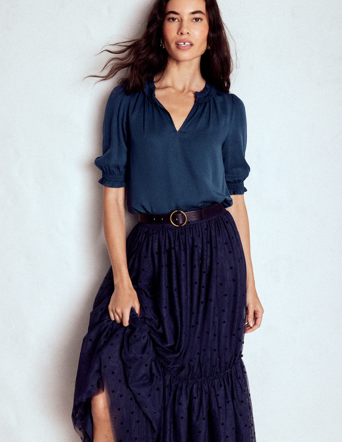 Ria Short Sleeve Top Navy