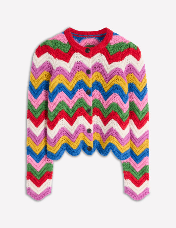 Chunky Chevron Knitted Jacket Multi, Zig Zag