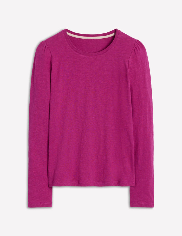 Cotton Crew Long Sleeve Top Rich Magenta