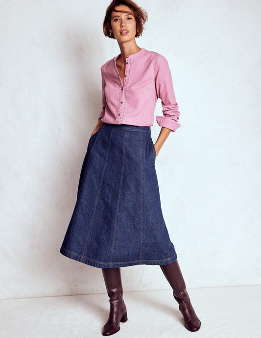 Joy Panelled Denim Skirt indigo