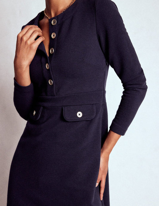 Lavinia Button Shift Dress Navy