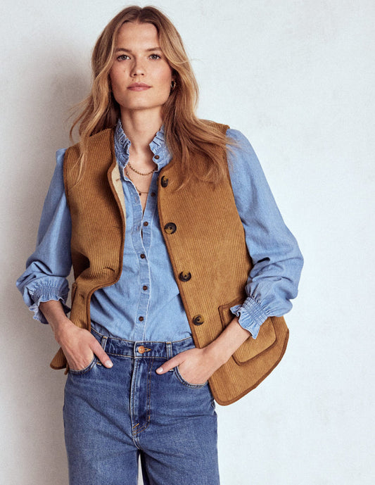 Clerkenwell Reversible Gilet Hazelnut Brown, Natural