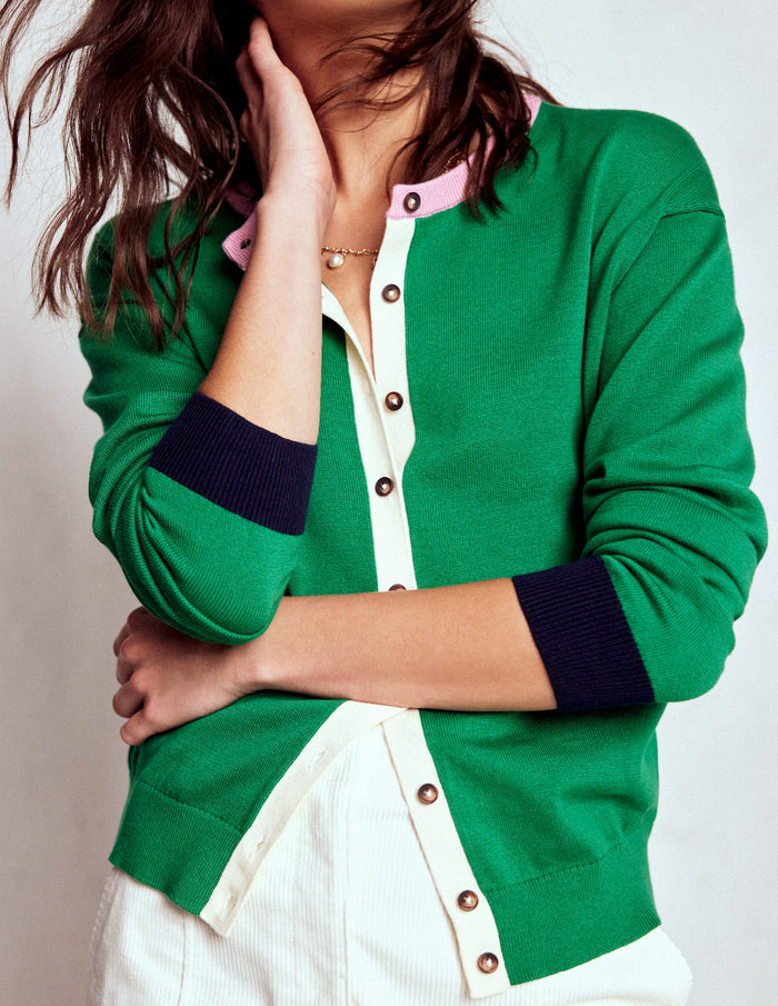 Lara Relaxed Cotton Cardigan Rich Emerald