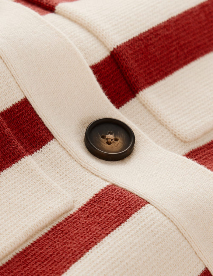 Astrid Knitted Shirt Warm Ivory, Terracotta