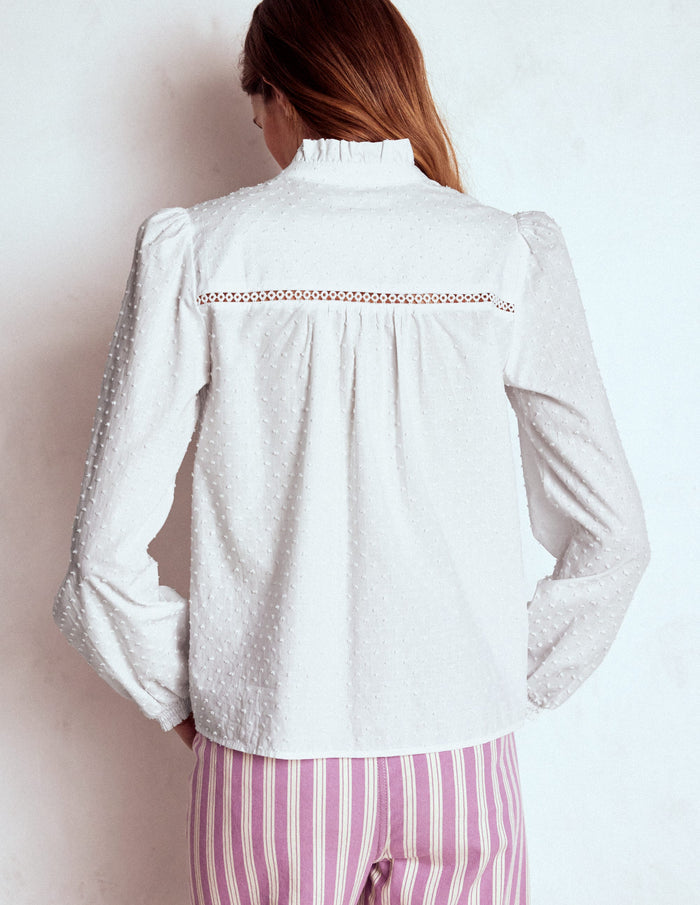 Helena Cotton Dobby Top White