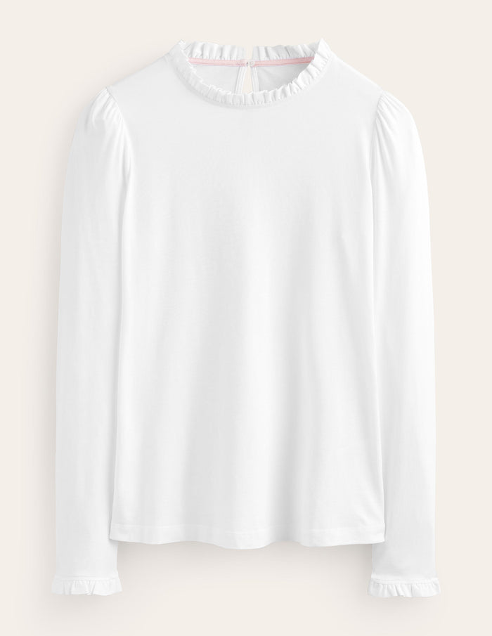 Supersoft Frill Detail Top White