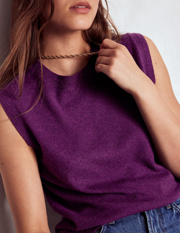 Eva Cashmere Vest Plum Melange