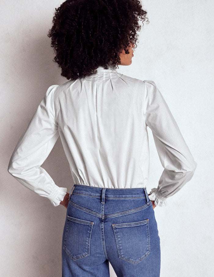 Lorna Pleated Cotton Top White
