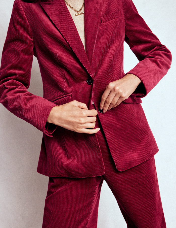 Stamford Cord Blazer Burgundy Red