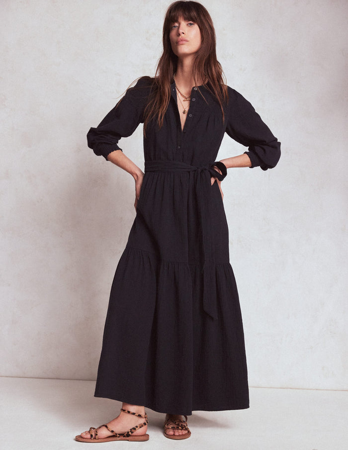 Cecily Double Cloth Midi Dress Midnight Blue
