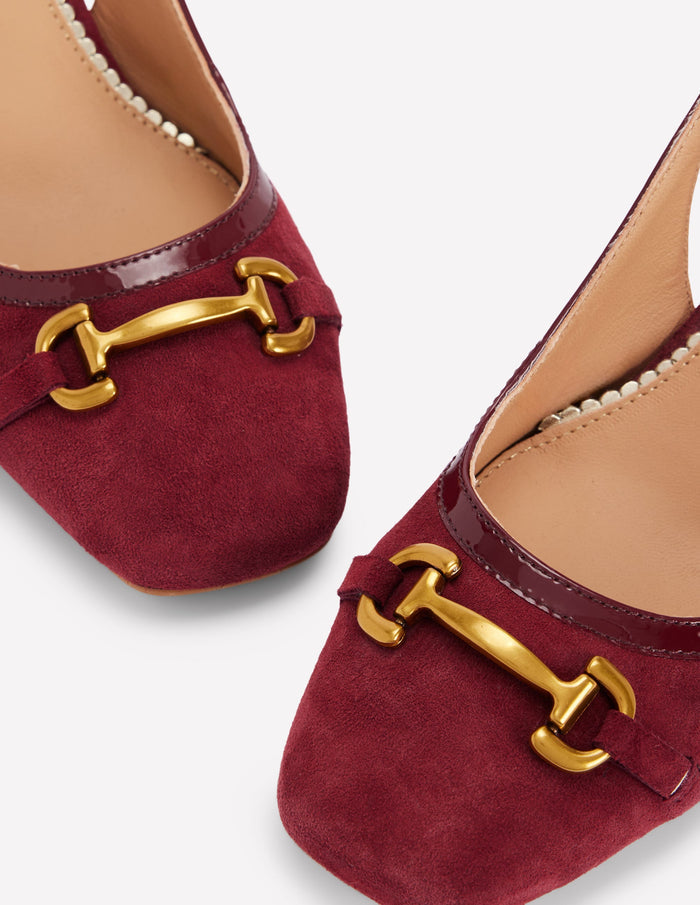 Iris Snaffle Slingback Heels Oxblood