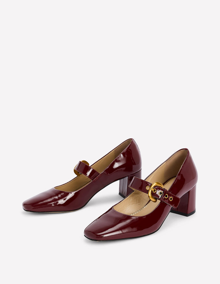 Heeled Buckle Mary Janes Oxblood