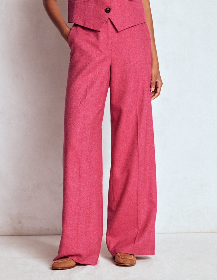 Belgravia Wool Pants Red and Pink Wide Herringbone