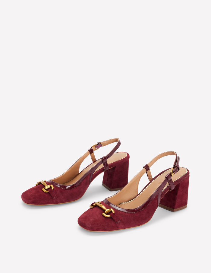 Iris Snaffle Slingback Heels Oxblood