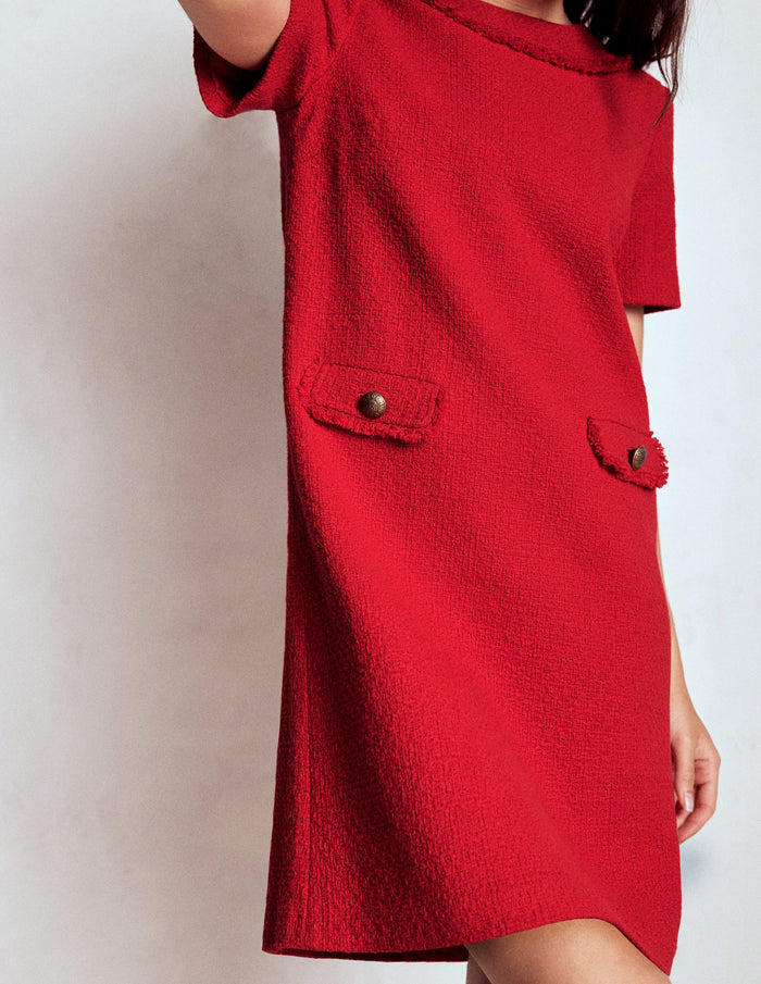 Evita Cotton Shift Dress Poppy Red