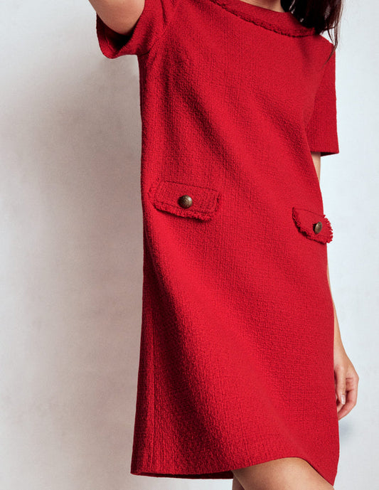 Evita Cotton Shift Dress Poppy Red