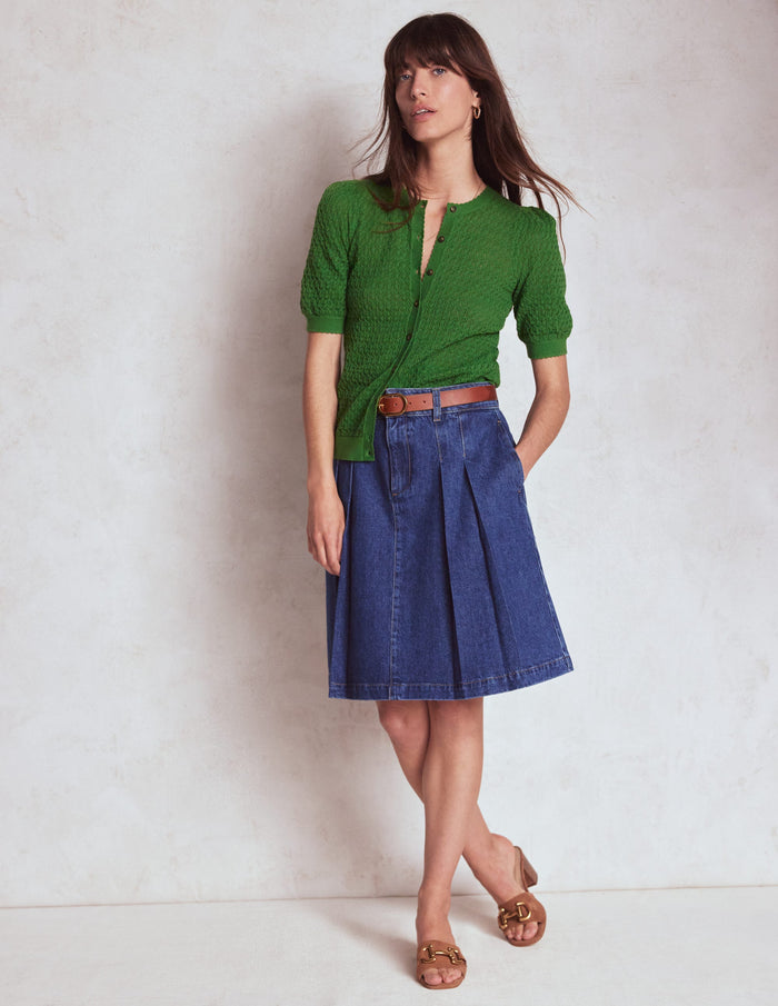 Dot Pointelle Cardigan Iguana Green