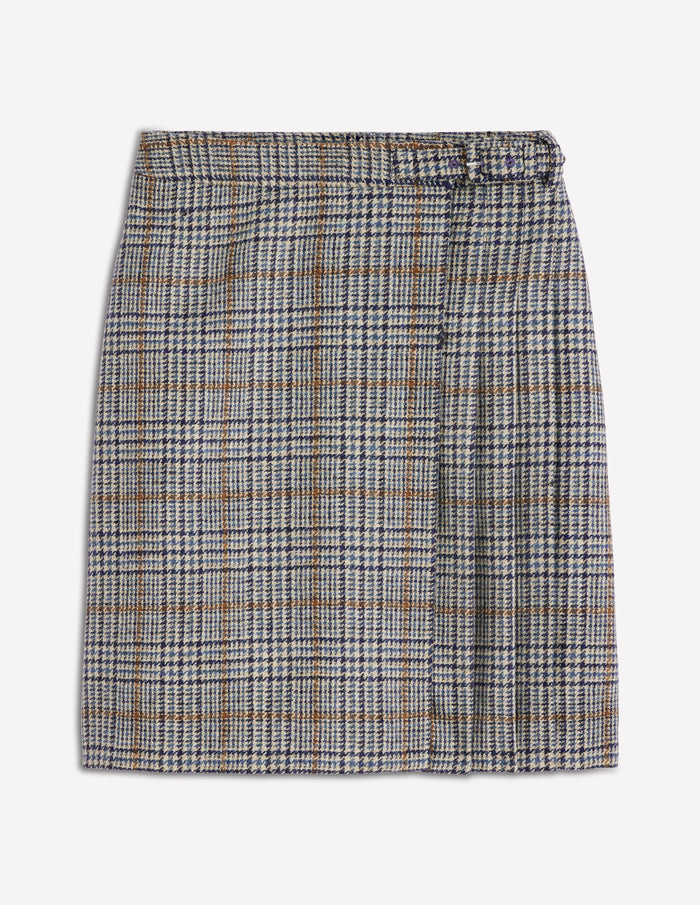 Helen Wool Kilt Skirt Blue, Grey Prince of Wales