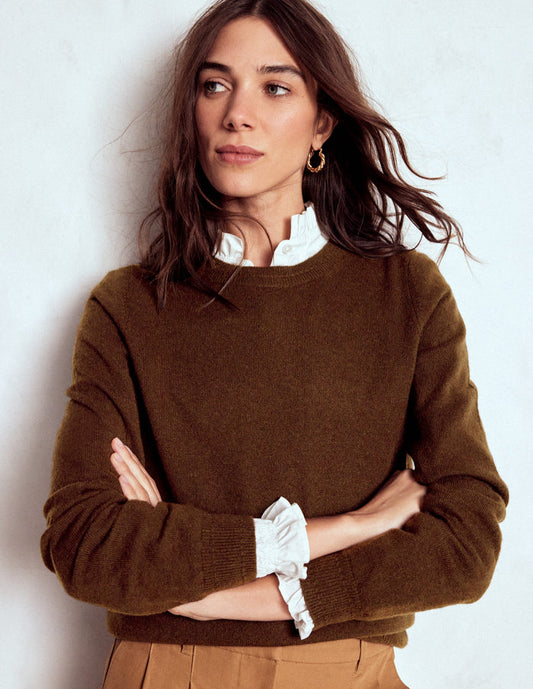 Eva Cashmere Crew Neck Sweater Mocha