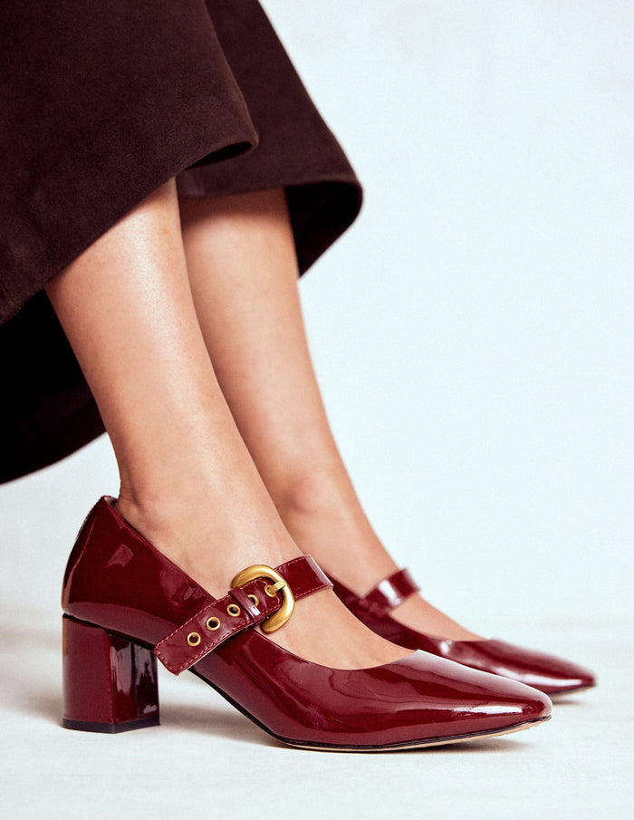 Heeled Buckle Mary Janes Oxblood