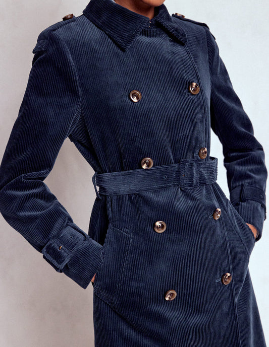Cheltenham Cord Trench Coat Navy