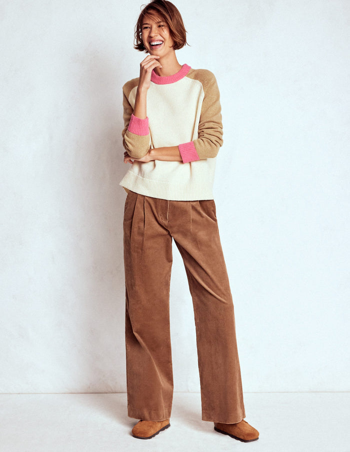 Marion Merino Sweater Warm Ivory, Colourblock