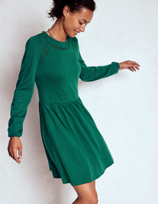 Mila Short Jersey Dress Emerald Night