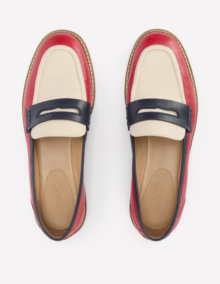 Nya Penny Loafers Pillarbox Red/Navy