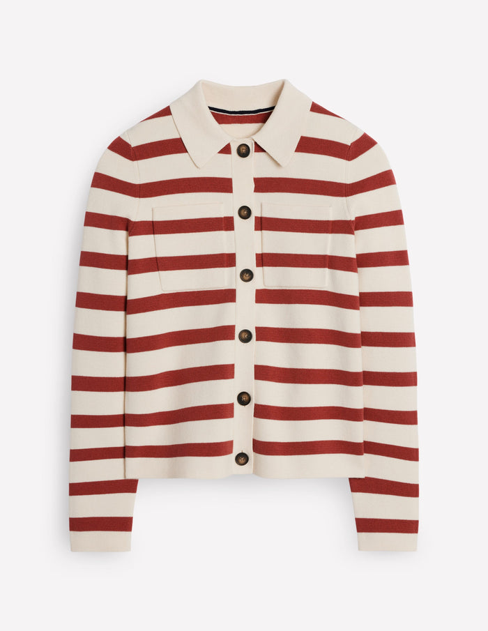 Astrid Knitted Shirt Warm Ivory, Terracotta