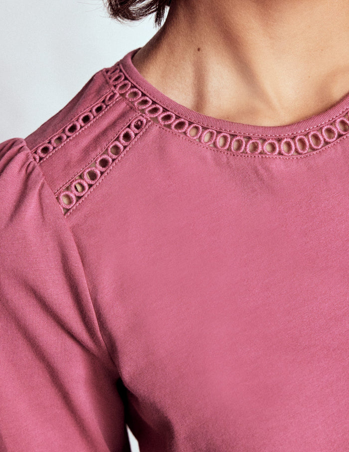 Flo Trim Detail Top Pink Heather