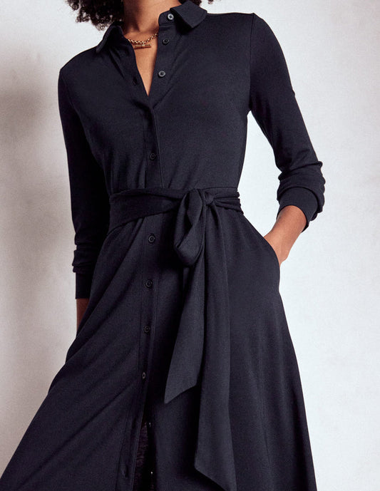 Marcia Jersey Shirt Dress Navy