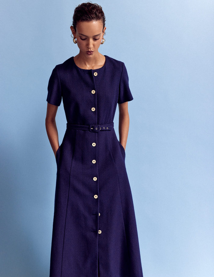 Charlotte Cotton Midi Dress Navy