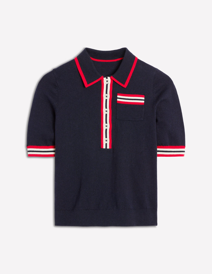 Cotton Henley T-shirt Navy