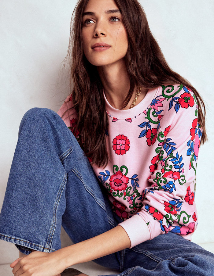 Rosa Printed Sweatshirt Pink, Ornamental Lattice