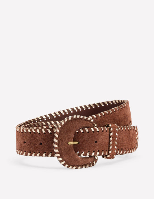 Covered Whipstitch Belt Tan