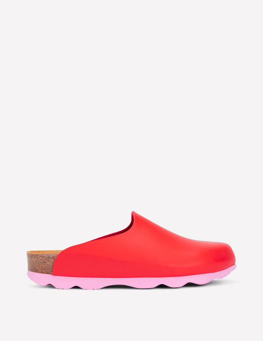 Lyla Colour Block Clogs Post Box Red/Soft Pink