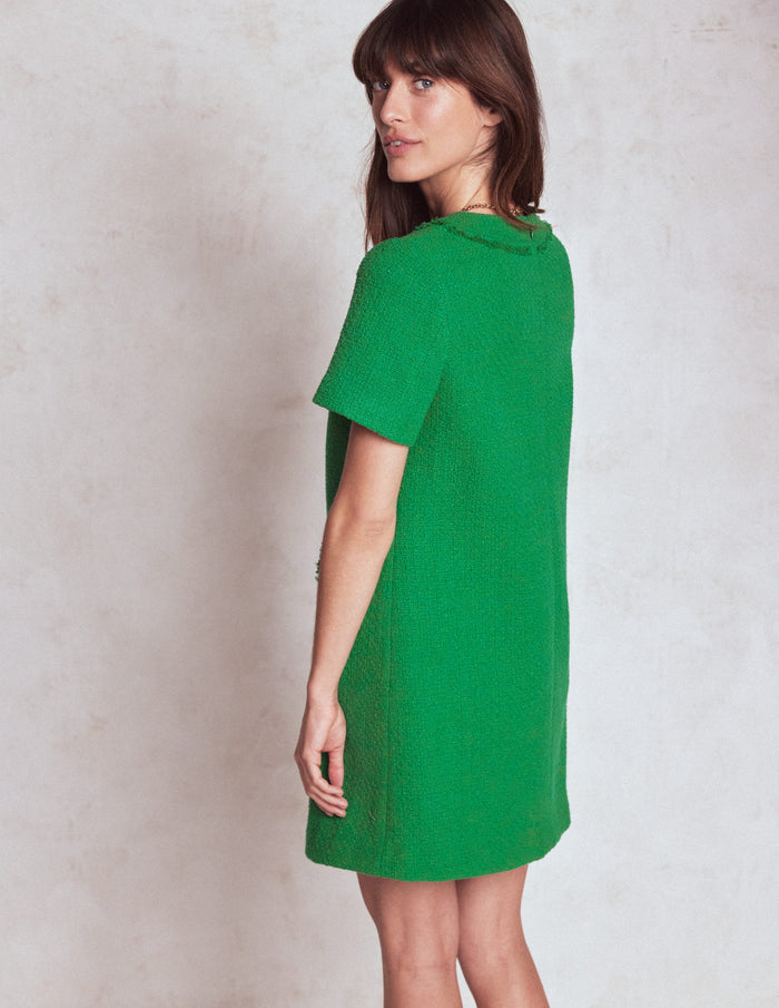Evita Cotton Shift Dress Rich Emerald