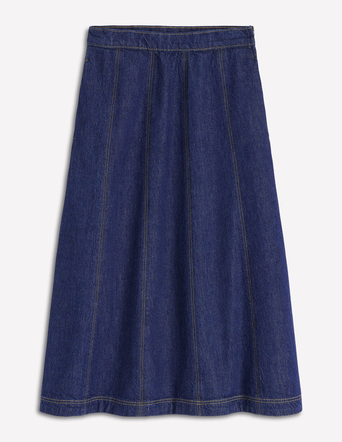 Joy Panelled Denim Skirt indigo