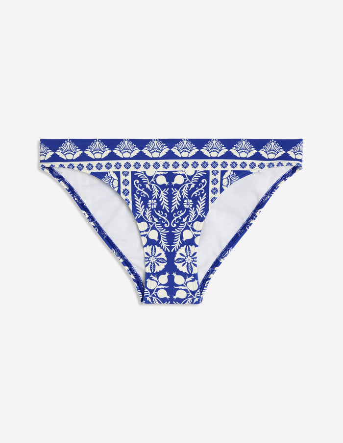 Porto Bikini Bottoms Bright Blue, Ornate Stripe