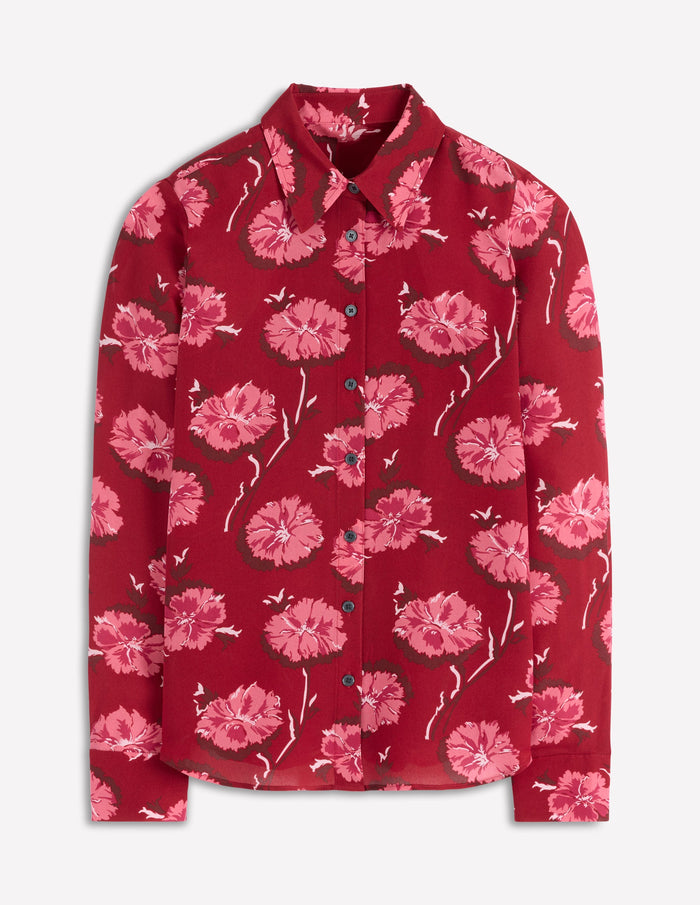 Sienna Silk Shirt Red, Delicate Carnation