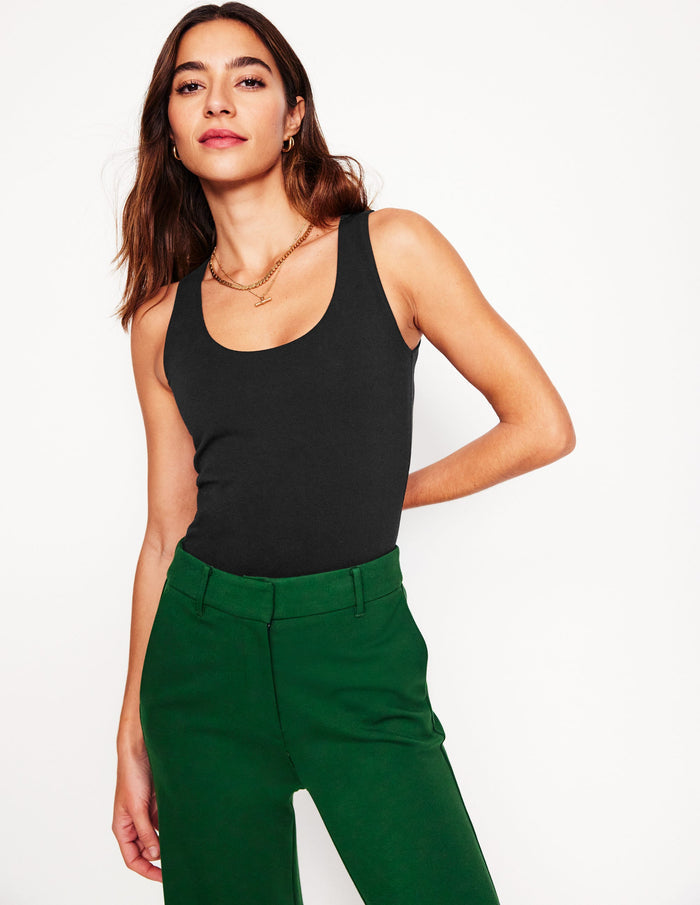 Double Layer Scoop Neck Vest Black