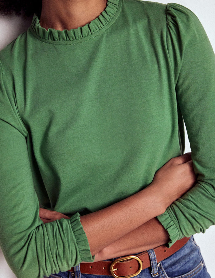 Supersoft Frill Detail Top Newt Green