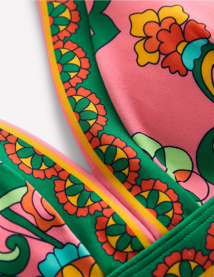 Ios V Panel Bikini Top Pink Rose, Foliage Trail