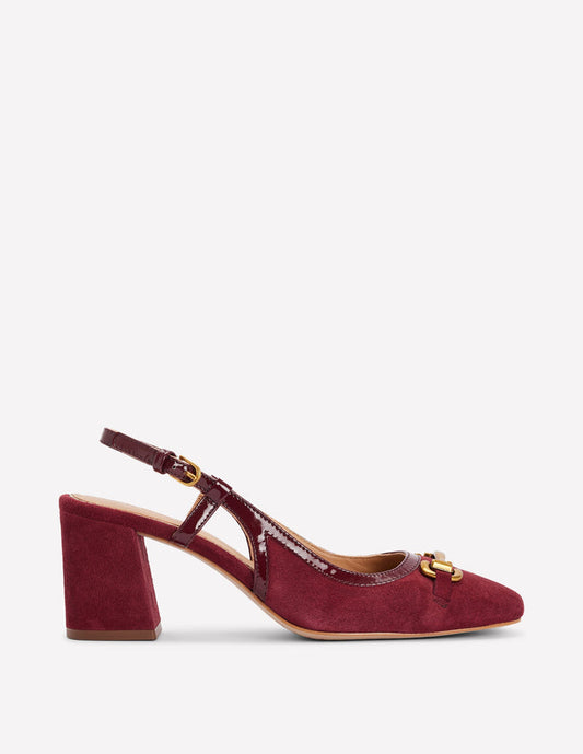 Iris Snaffle Slingback Heels Oxblood