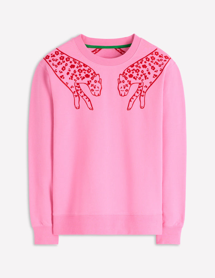 Emi Embroidered Sweatshirt Leopard Embroidery