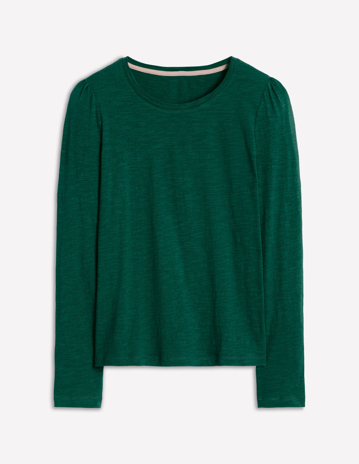 Cotton Crew Long Sleeve Top Drake Green