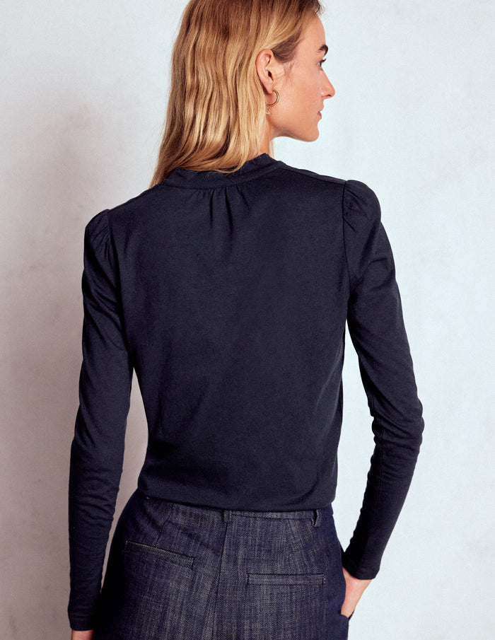 Tie Neck Supersoft Top Navy