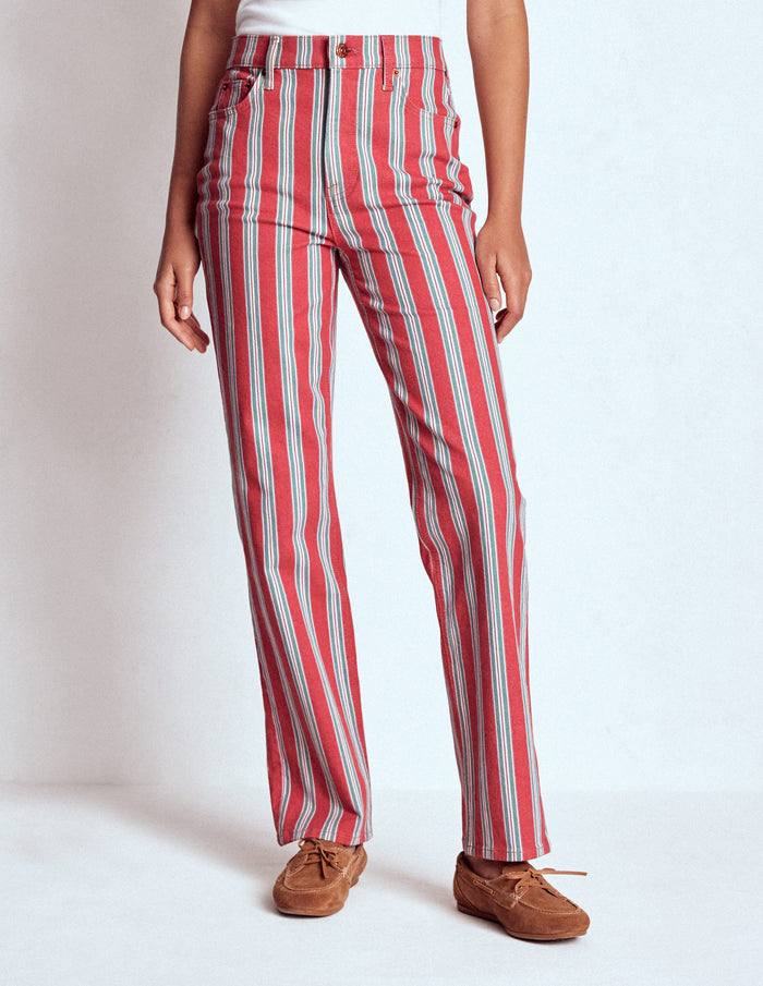 High Rise Stripe Jeans Red, Blue and Pink Stripe